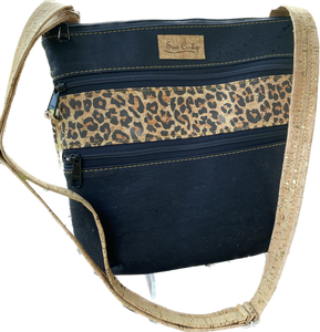 A3-3 Zip Crossbody Handbag in Solid Black an Leopard Print