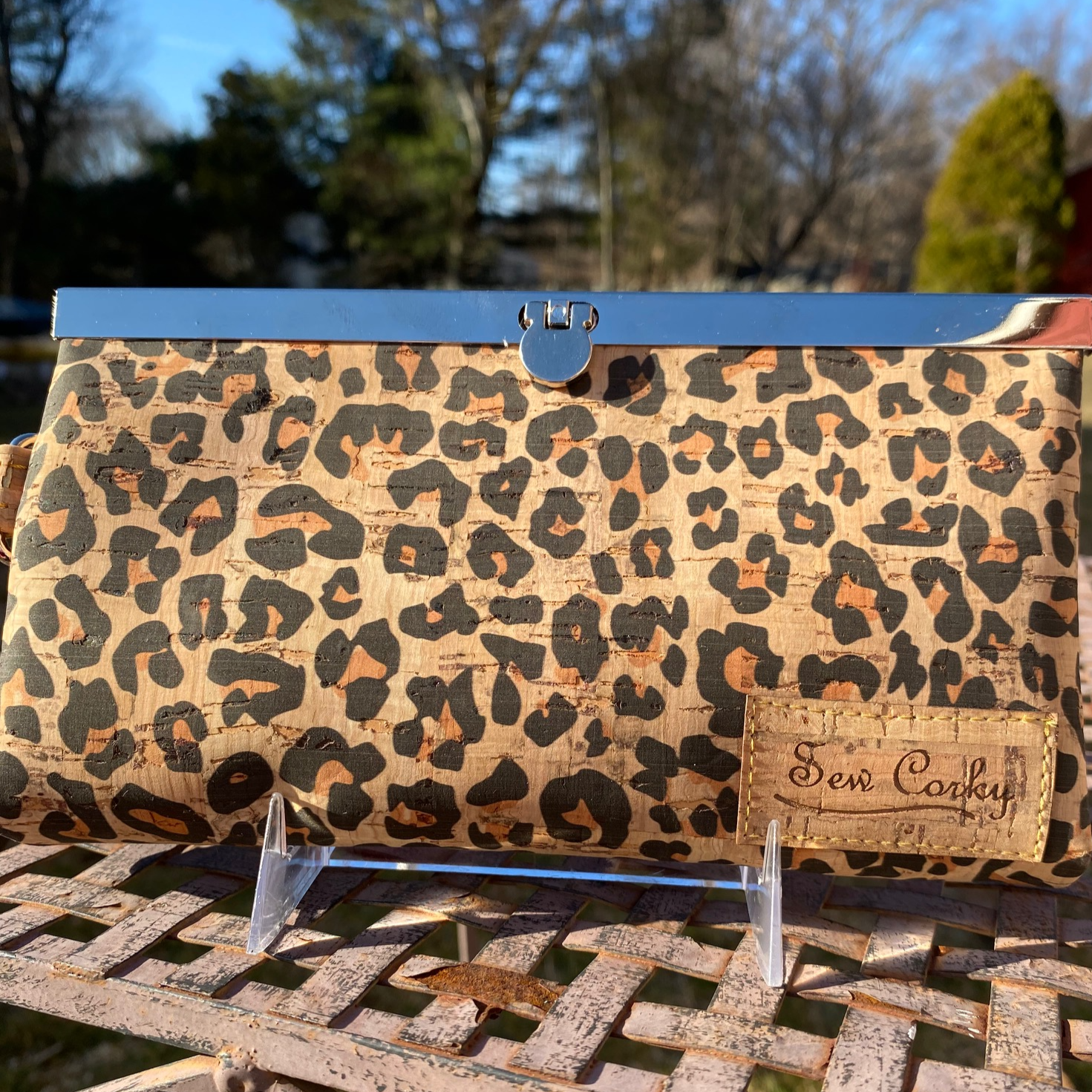 B1-Gracie Women Wallet in Leopard Print with Silver Closure