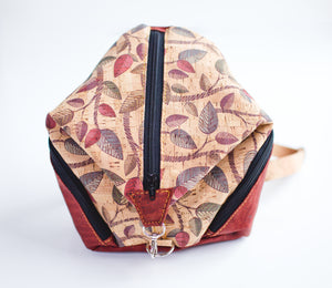 cork leather leaf backpack G2-Mini Wesley Backpack in Red Leaf and Solid Brick