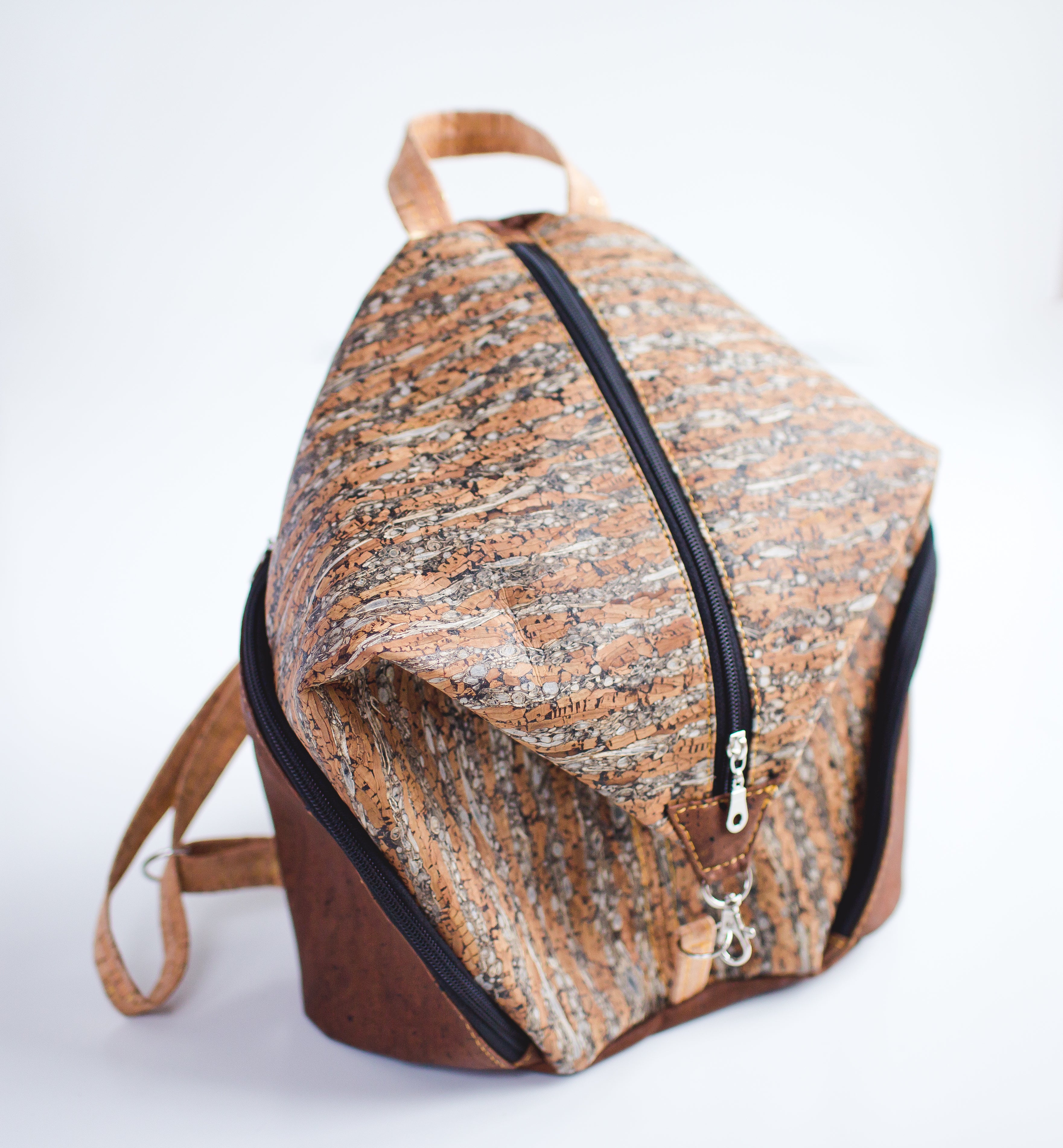 H1-Large Wesley Backpack in Layered Trifle and Dark Brown  - All Cork Backpack Purse