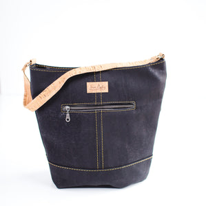 F5-The Norah Bucket Cork Handbag in Solid Black