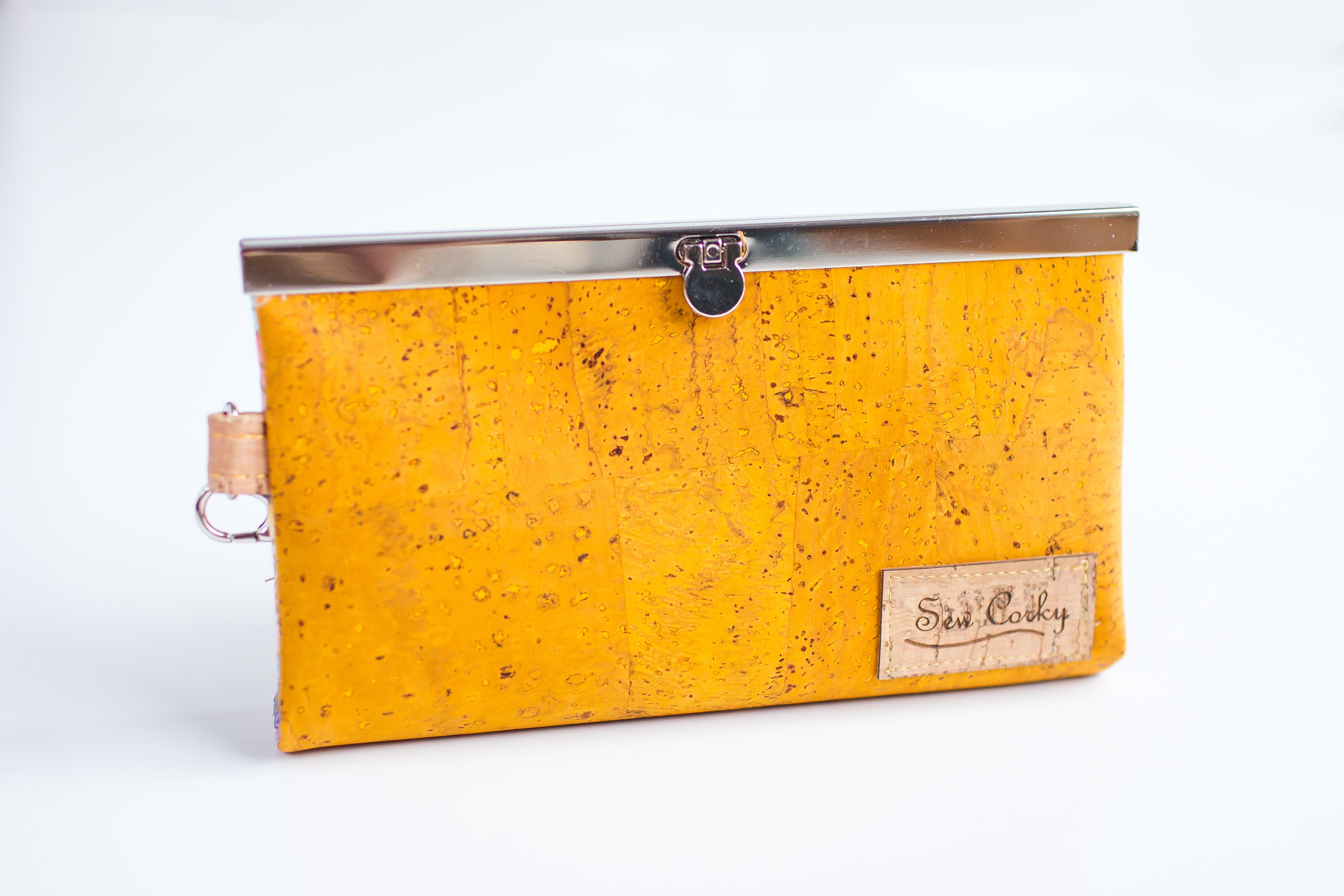 B2-Gracie Womens Cork Wallet in Mustard Cork and Silver