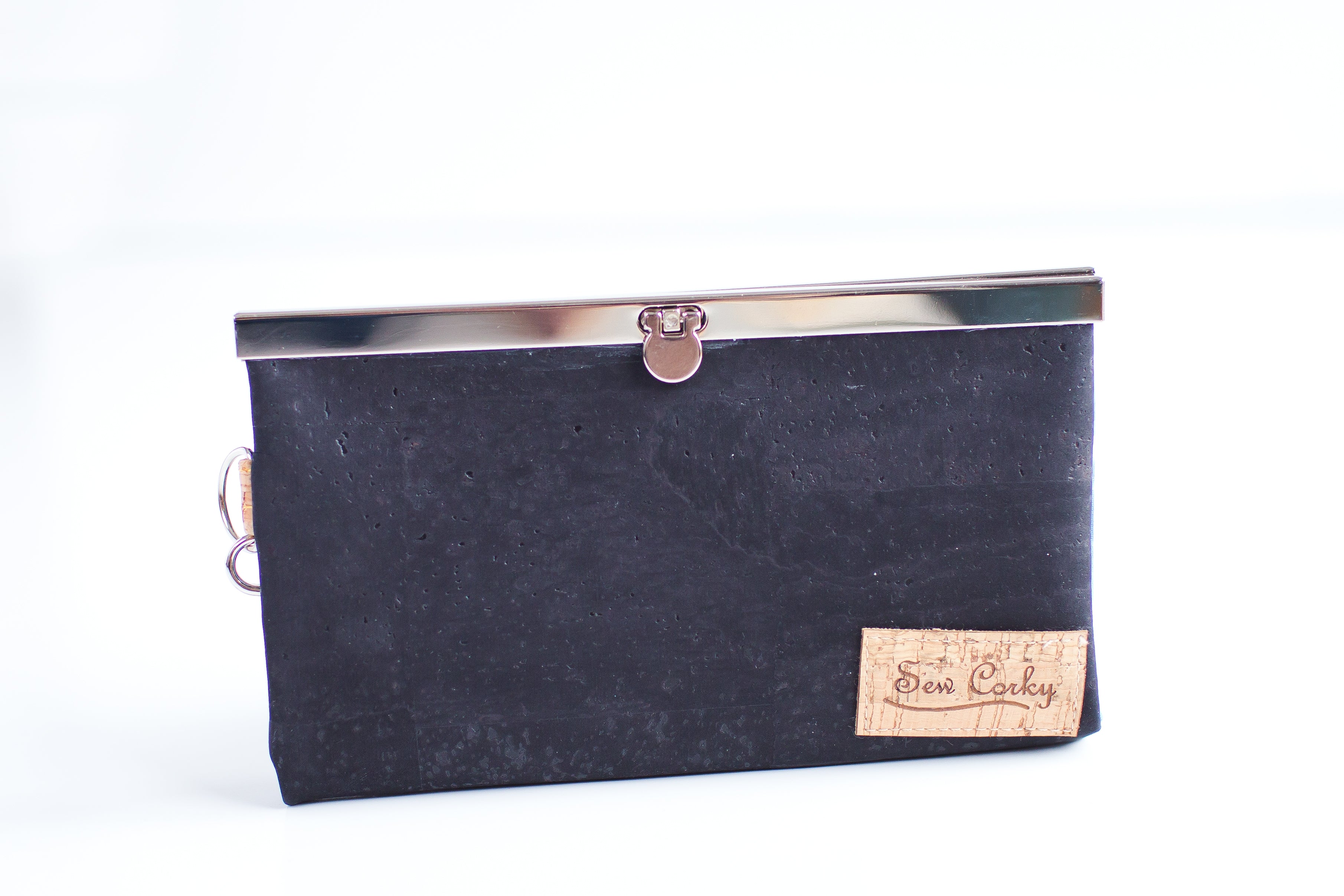 B3-Gracie Womens Wallet in Black Cork and Silver